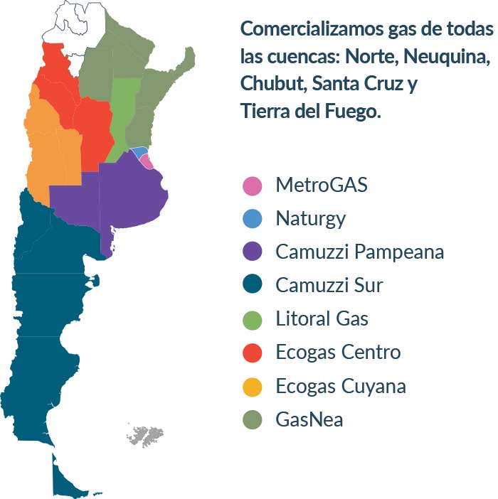 mapa distribucion clientes gas patagonia